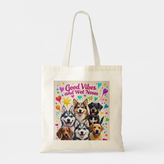Goede vibes en natte neuzen Speelse doodles Tote Bag (Achterkant)