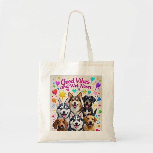 Goede vibes en natte neuzen Speelse doodles Tote Bag (Voorkant)
