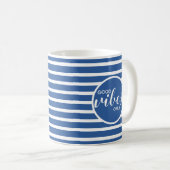 Goede Vibes Enkel Royal Blue Typography Quote Koffiemok (Voorkant rechts)