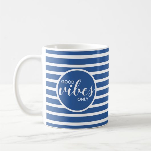Goede Vibes Enkel Royal Blue Typography Quote Koffiemok (Links)