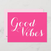 Goede Vibes Franse Fuchsia Magenta bewerkbare kleu Briefkaart (Voorkant / Achterkant)