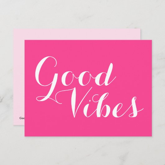 Goede Vibes Franse Fuchsia Magenta bewerkbare kleu Briefkaart (Voorkant / Achterkant)