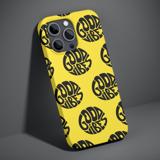 Goede Vibes Gele Trendy Moderne Eenvoudige Typogra Case-Mate iPhone Case