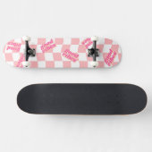 Goede Vibes Girly Pastel Roze Wit Geruit Persoonlijk Skateboard (Horizontaal)