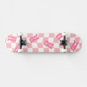 Goede Vibes Girly Pastel Roze Wit Geruit Persoonlijk Skateboard (Horizontaal)
