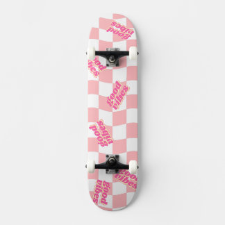 Goede Vibes Girly Pastel Roze Wit Geruit Persoonlijk Skateboard