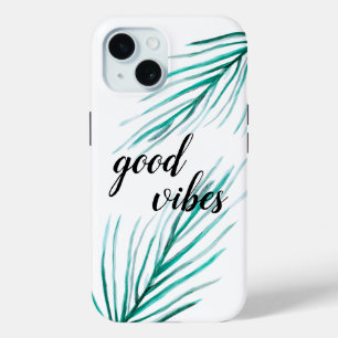 Goede vibes Groene palmboombladeren iPhone 15 Case