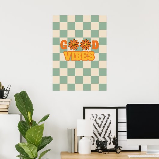 Goede vibes groovy retro poster (Thuiskantoor)