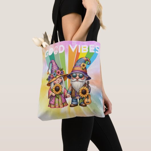 Goede Vibes Hippie Gnomes Tote Bag (Dichtbij)