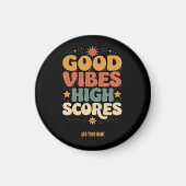 Goede Vibes & Hoge Scores Retro 70s Aangepaste Typ Magneet (Voorkant)