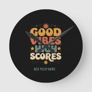 Goede Vibes & Hoge Scores Retro 70s Aangepaste Typ Ronde Klok