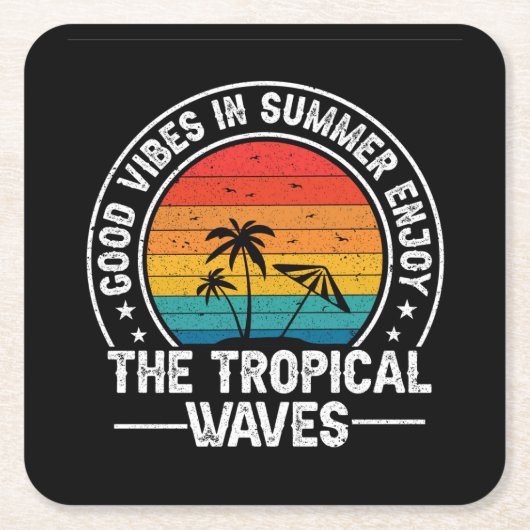 Goede vibes in de zomer Geniet van de tropische 66 Kartonnen Onderzetters (Voorkant)