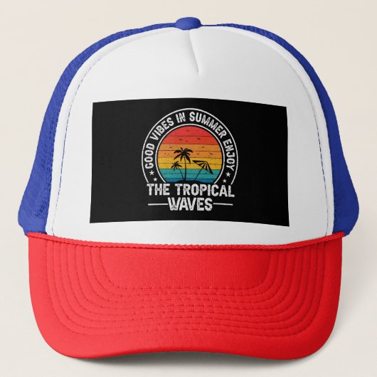 Goede vibes in de zomer genieten van de tropische  trucker pet (Voorkant)