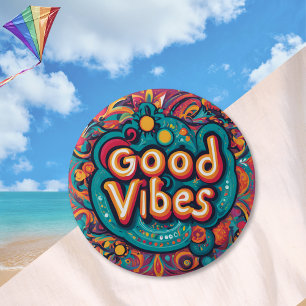 Goede Vibes Kleurrijk Groovy Hippie Retro Ronde Button 5,7 Cm