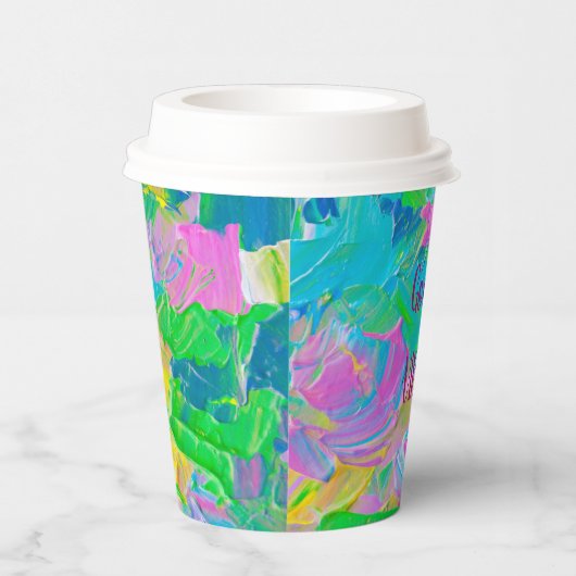 Goede Vibes kleurrijk Papieren Bekers (Rechts)