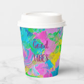 Goede Vibes kleurrijk Papieren Bekers (Voorkant)