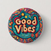 Goede Vibes Kleurrijke Groovy Hippie Retro Ronde Button 5,7 Cm (Voorkant)