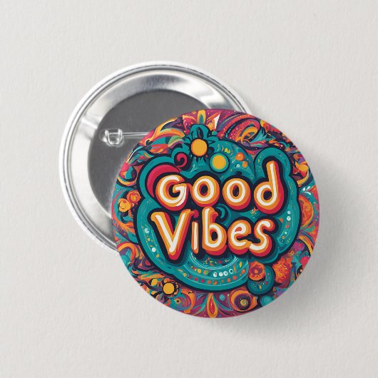Goede Vibes Kleurrijke Groovy Hippie Retro Ronde Button 5,7 Cm (Voorkant /achterkant)