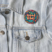 Goede Vibes Kleurrijke Groovy Hippie Retro Ronde Button 5,7 Cm (In situ)
