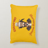 Goede Vibes & Koffie – Speelse Puppy Digitale Kuns Accent Kussen (Achterkant (Verticaal))