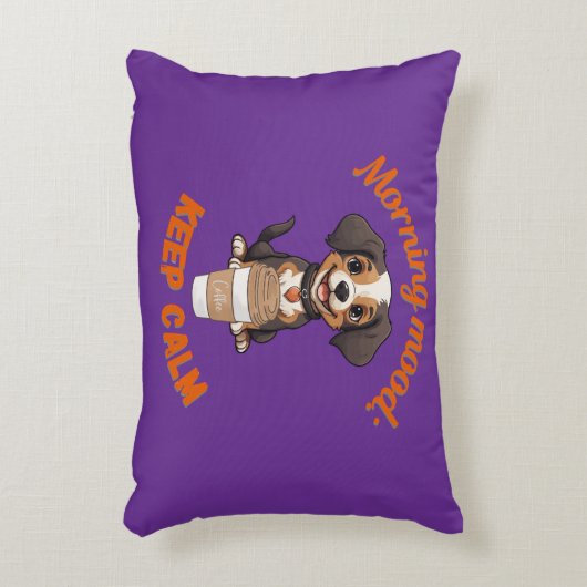 Goede Vibes & Koffie – Speelse Puppy Digitale Kuns Accent Kussen (Voorkant(Verticaal))