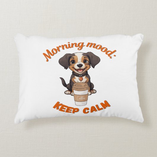 Goede Vibes & Koffie – Speelse Puppy Digitale Kuns Accent Kussen (Voorkant)