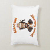 Goede Vibes & Koffie – Speelse Puppy Digitale Kuns Accent Kussen (Achterkant (Verticaal))