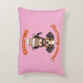 Goede Vibes & Koffie – Speelse Puppy Digitale Kuns Accent Kussen (Achterkant (Verticaal))