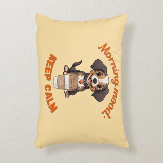 Goede Vibes & Koffie – Speelse Puppy Digitale Kuns Accent Kussen (Voorkant(Verticaal))