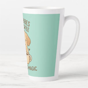 Goede Vibes & Koffie – Speelse Puppy Digitale Kuns Latte Mok