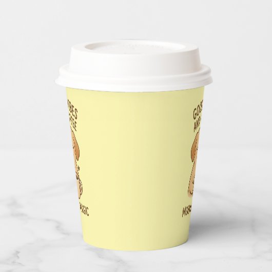 Goede Vibes & Koffie – Speelse Puppy Digitale Kuns Papieren Bekers (Links)