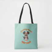 Goede Vibes & Koffie – Speelse Puppy Digitale Kuns Tote Bag (Voorkant)