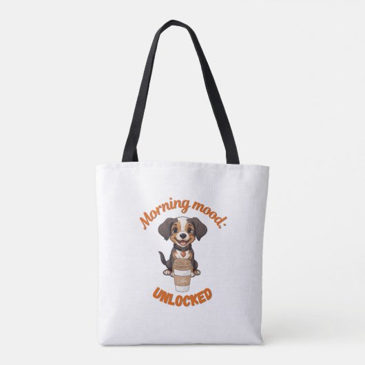 Goede Vibes & Koffie – Speelse Puppy Digitale Kuns Tote Bag (Achterkant)