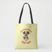 Goede Vibes & Koffie – Speelse Puppy Digitale Kuns Tote Bag (Voorkant)