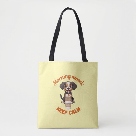 Goede Vibes & Koffie – Speelse Puppy Digitale Kuns Tote Bag (Voorkant)