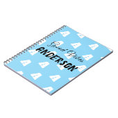 Goede vibes monogram met naam blauw notitieboek (Linkerzijde)