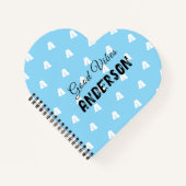 Goede vibes monogram met naam blauw notitieboek (Voorkant)