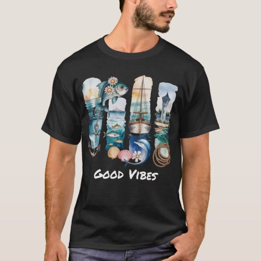 Goede Vibes Ocean Life Design T-shirt (Voorkant)