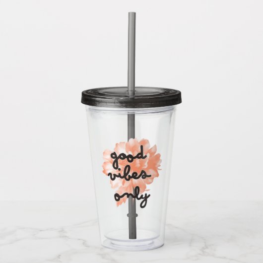 Goede Vibes Only Acryl Tumbler Drinkbeker (Voorkant)