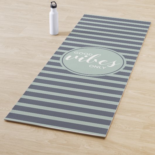 Goede Vibes only Blue & Green Typography Quote Yogamat (In situ)