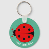 Goede Vibes Only Lady Bug op Groen Sleutelhanger (Achterkant)