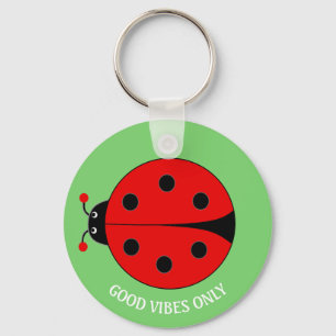 Goede Vibes Only Lady Bug op Lime Green Sleutelhanger