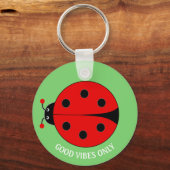 Goede Vibes Only Lady Bug op Lime Green Sleutelhanger (Achterkant)