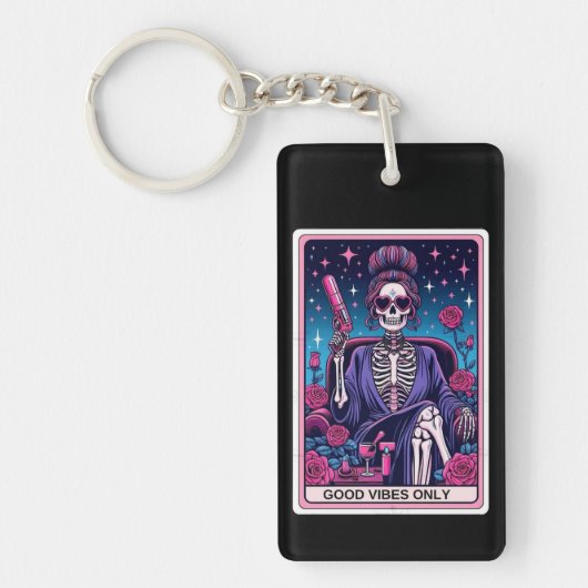 Goede Vibes Only Tarot Kaart Sleutelhanger (Voorkant)