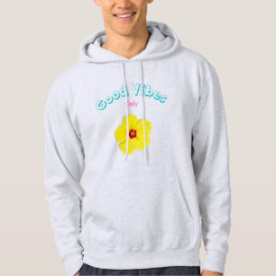 Goede Vibes Only Yellow Hibiscus Art Hoodie