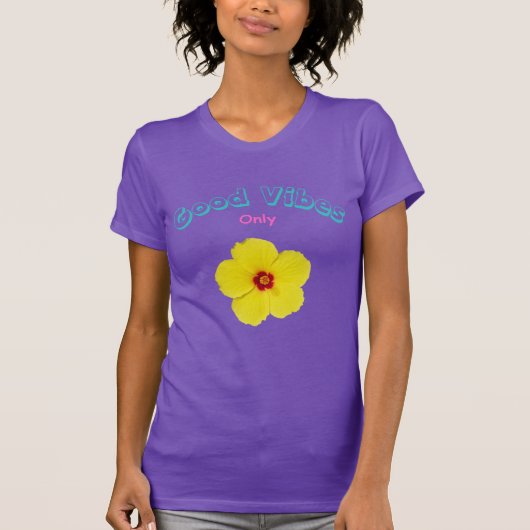 Goede Vibes Only Yellow Hibiscus Art T-shirt (Voorkant)