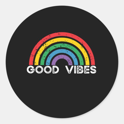 Goede Vibes- Rainbow LGBTQ positief Ronde Sticker (Voorkant)