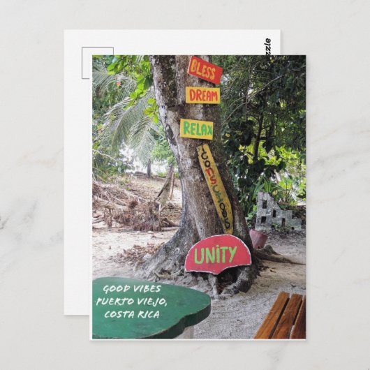 Goede Vibes Rasta Bar Puerto Viejo Costa Rica Kaar Briefkaart (Voorkant / Achterkant)