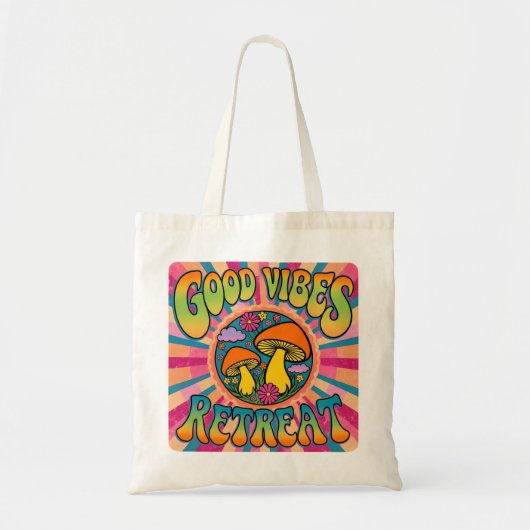 Goede vibes retreat paddenstoel tote bag (Voorkant)
