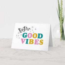 Goede Vibes! Retro en kleurrijke vlinder Bedankkaart